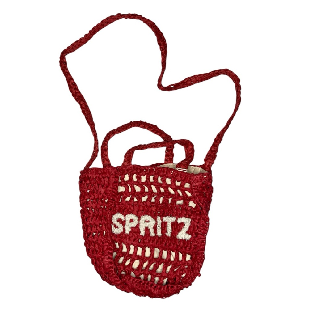 Universal Thread “SPRITZ” Red Crochet Raffia Shoulder Bag With Handles - Picture 6 of 12